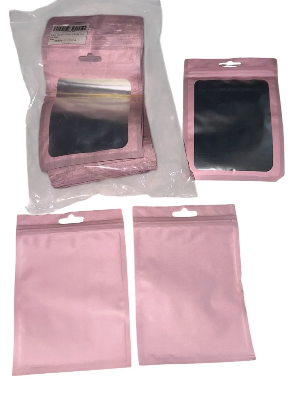 NWT’s 100 Pcs - Pink Resealable Pouch Pack - Matte Pink Jewelry, Candy ETC Bags